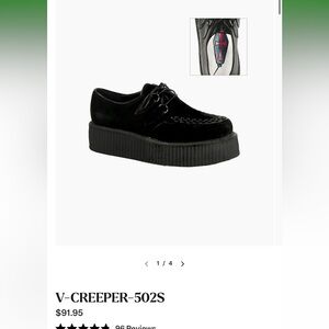 Demonia Black V-Creeper Platform Loafers